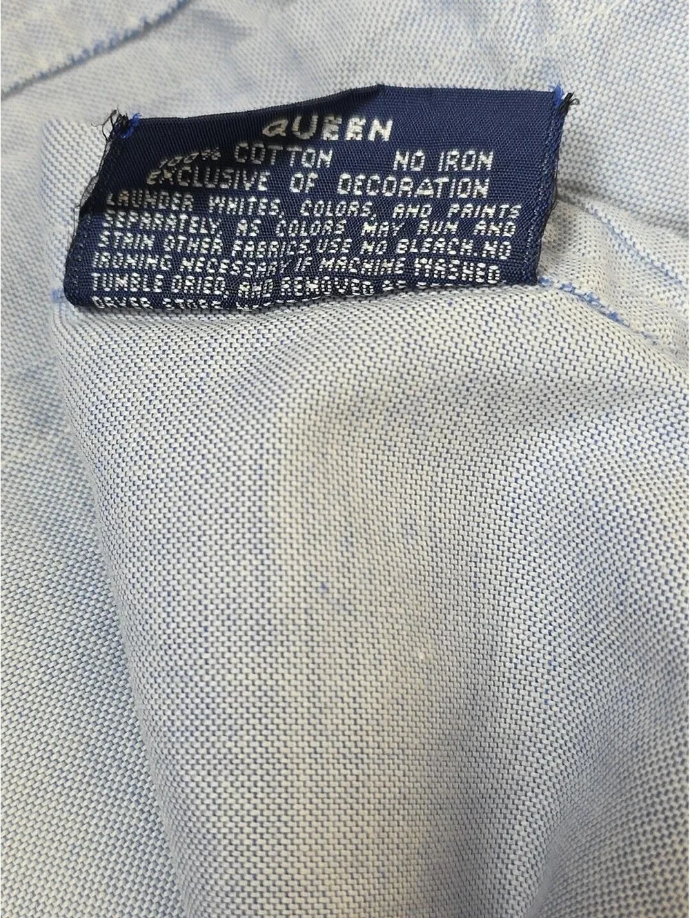 Vtg Ralph Lauren Chambray Solid Blue Queen Flat Sheet 100% Cotton Pre-owned